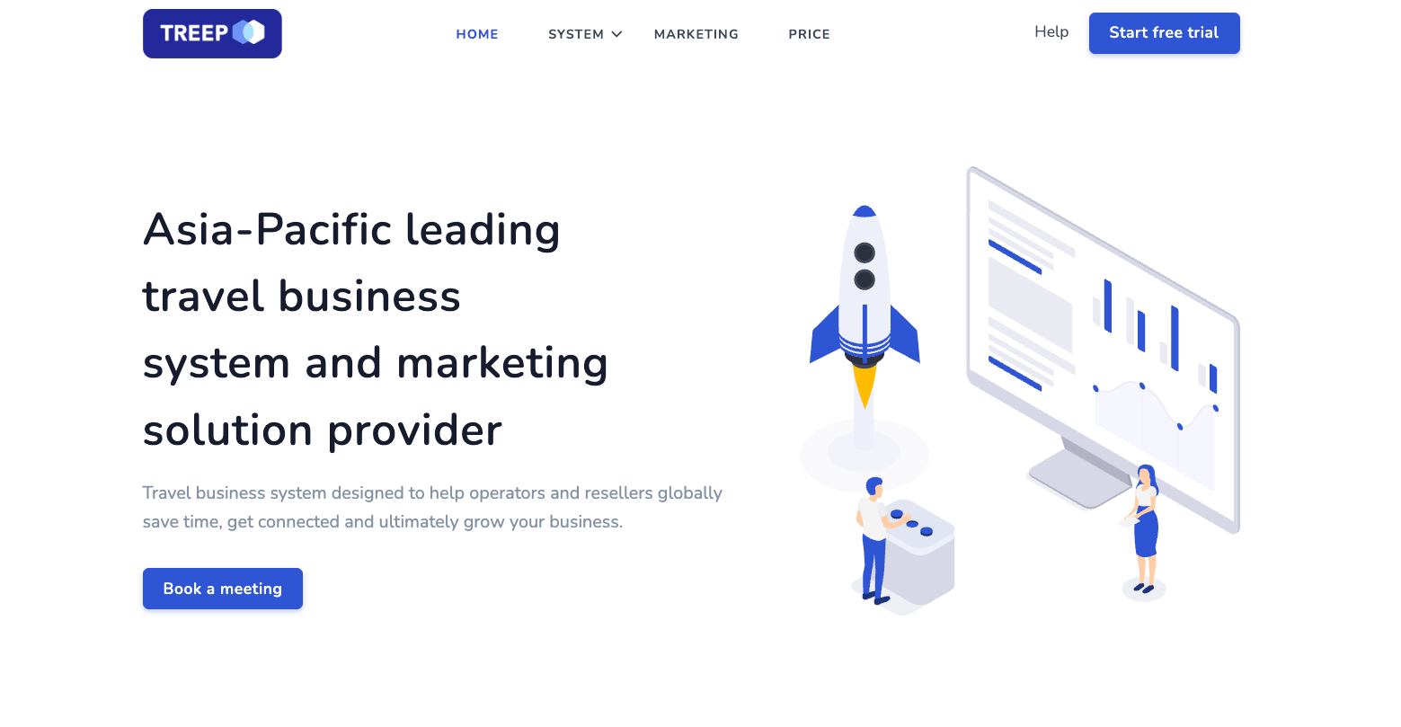 TREEP homepage: Travel business system. Marketing solution provider.